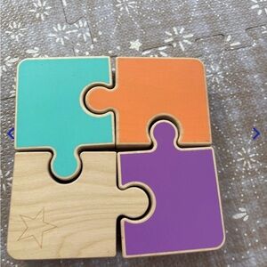 Vibrant Green and Orange Wooden Puzzle Game